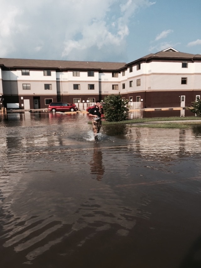 Flooded apartment complex in Avon